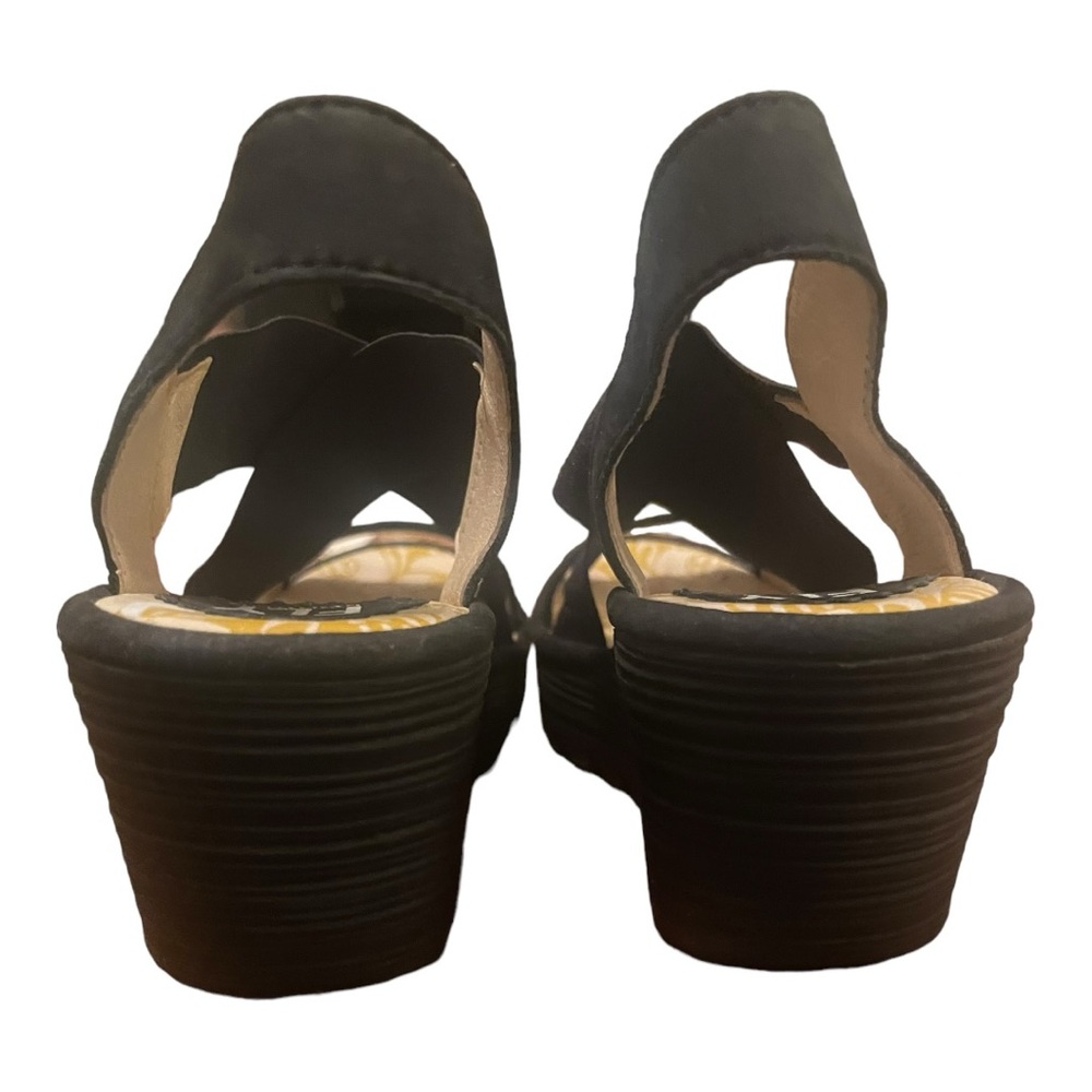 Fly London Black Wedge Sandals - Picture 4 of 9
